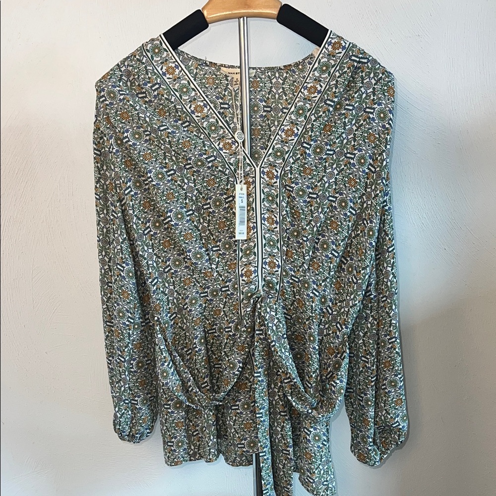Max Studio Green Floral Blouse